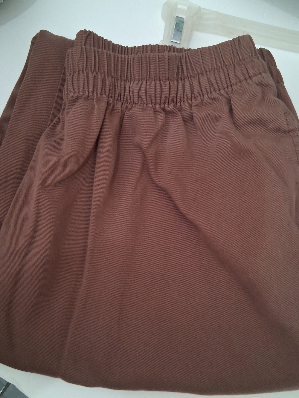 BASIC EDITIONS Brown Straight-Leg Elastic Waist Pant Size Large - Picture 7 of 10
